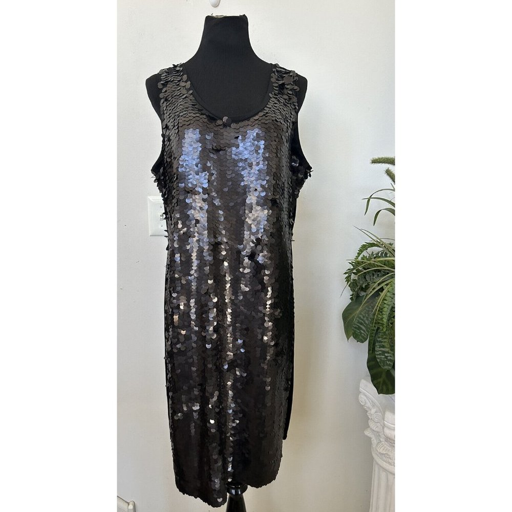NWT Calvin Klein Women’s Black Sequins Little Black Party Cocktail Dress Size 1X